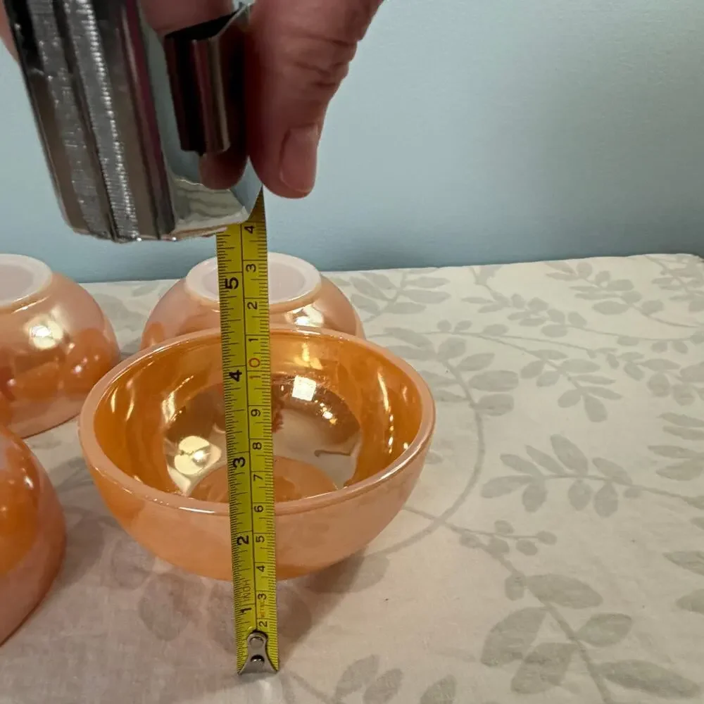 Fire-King Peach Lustre Berry Bowls Set of 4 Vintage Anchor Hocking USA